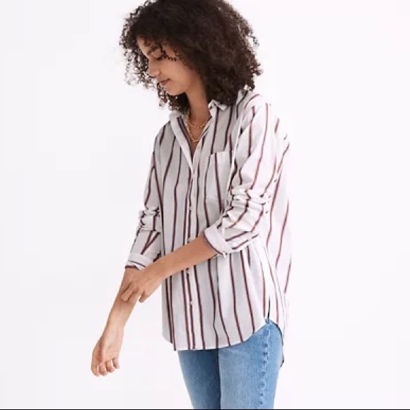 Madewell Oversized Ex-Boyfriend Shirt in Odessa Stripe | Size XS - Picture 3 of 13